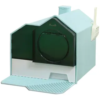PawHut Katzentoilette Katzenklo mit Bodenwanne, Schaufel, Filter, Toilette mit Haube für Katzen bis 5 kg, ABS, Kunststoff, Hellblau 47 x 45 x 42 cm - Hellblau