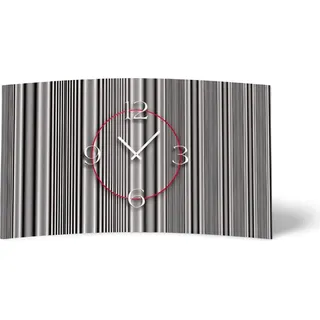 Muster Streifen grau Designer Wanduhr modernes Wanduhren Design leise kein ticken DIXTIME 3DS-0279 - Weiß