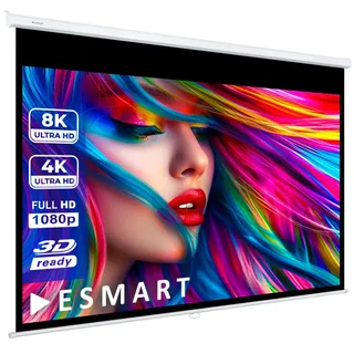 ESMART Professional MIROLO Rollo-Leinwand 206 cm Bild 186 x 105 cm (84") 16:9 | Heimkino Beamer Projektionsleinwand Rollo Leinwand LCD LED