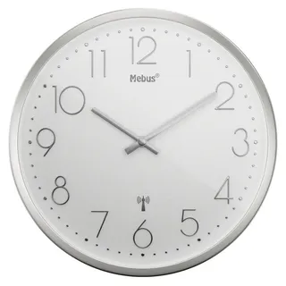 MEBUS 19776 25,0 cm Funkwanduhr silber/weiß