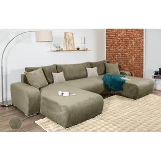 Collection AB Wohnlandschaft Polyester U-Form 4-Sitzer Grün