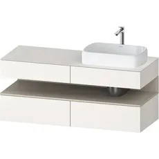 Duravit Qatego Konsolenwaschtischunterbau, 2 Auszüge, 2 Schubkästen, Ausschnitt rechts, 1400x550x600mm, Nische Taupe Supermatt, QA4766083, Farbe: Weiß Supermatt