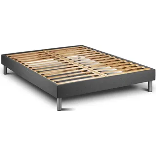 Komplettpaket Bett - Matratze 200x200 cm + Boxspringbett mit Lattenrost (im Set) + 2 Kopfkissen + Bettdecke - Vitalspring Recover - Grau