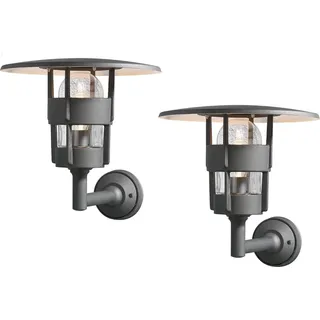 2er Set Außenwandleuchte Laterne schwarz, Wandleuchte Hauswand Terrasse Lampe - Schwarz