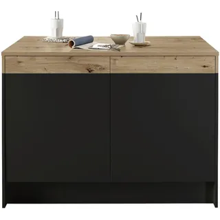 Carryhome Kücheninsel , Schwarz, Eichefarben , Holzwerkstoff , einzeln stellbar, nur wie online abgebildet bestellbar , 123x90x90 cm , Küchen, Küchenzeilen & Küchenblöcke, Küchenzeilen