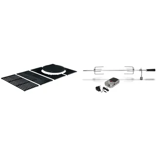 Enders® SWITCH GRID Rost-in-Rost System 7785 Gusseisen, BOSTON 4, schwarz & Grillspieß 7903 für Gasgrill BOSTON 3 + 4 Brenner, Set aus Edelstahl, mit Motor + Hänchen-Krallen