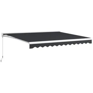 Gelenkarmmarkise 4 x 3 m elektrische Markise mit Handkurbel und Fernbedienung, Wandmontage Sonnendach f1r Balkon und Garten, Aluminium Grau - Grau