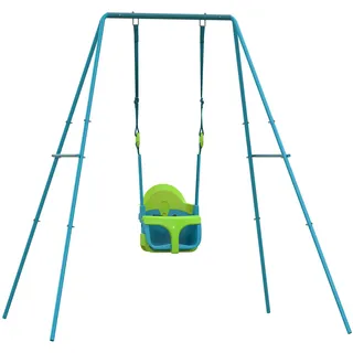 TP Toys 509 Small to Tall, Blau 2 in 1 Metall mit 2 Sitzen, 6 Monate Plus niedrig, 3+ Jahre volle Höhe, Set für Kinder, Outdoor & Gartenspielzeug, Mitwachsendes Schaukelgestell zum Mitwachsen