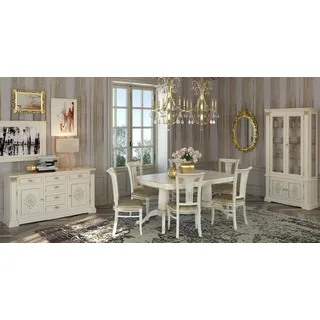 Set 4x Stuhl Stühle Esszimmer Garnitur Möbel Lehn Design Sitzmöbel Gruppe Holz - Weiß