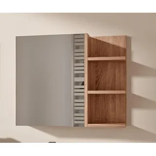 HAJDUK FURNITURE Badspiegelschrank 60x50 cm Sonoma – Spiegelschrank Bad 1 Tür grifflos mit Ablagen rechts - Beige