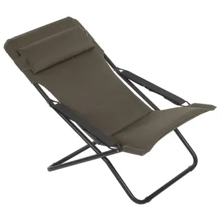 Lafuma MOBILIER - Gepolsterte Mehrpositions-Sonnenliege TRANSABED - Robustes AirComfort Gewebe - Klappbarer Liegestuhl für Terrasse, Pool, Garten - 3 Positionen, Höchster Komfort, France - Braun Taupe