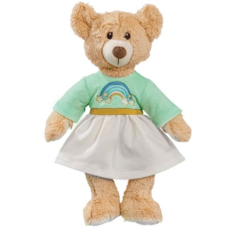 Heless 65 - Kuscheltier Teddy Rainbow inkl. Kleid mit Regenbogen-Stickerei, ca. 32 cm großer Teddybär zum An- und Ausziehen, Liebhaben und als Spielgefährte