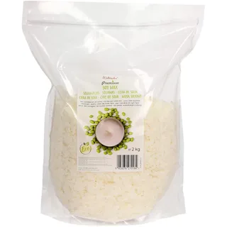Premium Sojawachs von Materialix - 2kg natürliches Öko-Soja-Wachs-Flocken - Kerzenwachs zum Gießen - Wachs Kerzen - Kerzenwachs Granulat - Wachs zum Kerzen Gießen - Soy Candle Wax