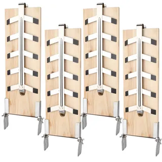 TolleTour 4er-Set Flammlachsbrett Raeucherbrett Flammlachsbretter mit neigbare Edelstahl Halterungen fuer Feuerschalen, BBQ Grill, Outdoor Grill - Braun