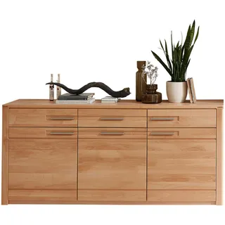 Stella Trading Sideboard NATURE ONE Kernbuche teil-massiv FSC-zertifiziert - Moderne Kommode mit Schubladen und viel Stauraum - 190 x 86 x 45 cm