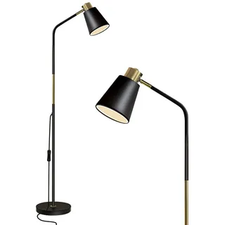 LALISU Stehlampe Modern Leselampe mit Metall Lampenschirm, Schwarz | Industriell-Rustikale Bauernhaus Optik,E27 Fassung für Warmweiß-LED,ideal für Wohnzimmer,Schlafzimmer und Büro