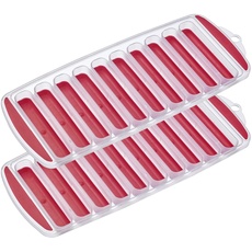 Westmark Eisbereiter Stixx – Eiswürfelform zum Herstellen von 10 schmalen Eiswürfel-Sticks, ideal für Flaschen, Transparent/Rot – Kunststoff, BPA-frei, 2 Stück