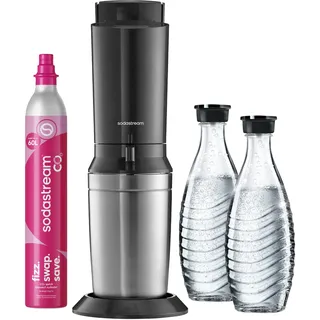Sodastream Crystal 3.0 silber + 2 Glaskaraffen + Zylinder