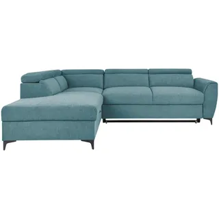 Mid.you Ecksofa , Petrol , Textil , Ottomane links, L-Form , 255x217 cm , Wohnzimmer, Sofas & Couches, Wohnlandschaften, Ecksofas mit Schlaffunktion