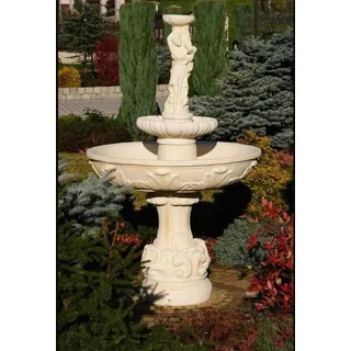 Springbrunnen Garten Teich Brunnen 165cm Steinbrunnen Gartenbrunnen Fontaine Neu - Weiß
