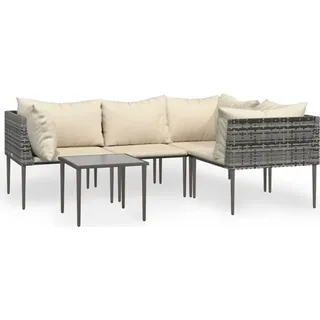 vidaXL 5-tlg. Garten-Lounge-Set mit Kissen Grau Poly Rattan - Grau