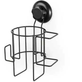 Compactor BESTLOCK BLACK Haartrocknerhalter, Rostfrei und Wasserdicht, Einfache Installation ohne Bohren, Schwarz, 17x13x23 cm
