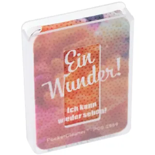 PocketCleaner Brillen-Putztuch, Smartphone- oder Tabletputztuch im Kunststoff-Etui, Design sortiert