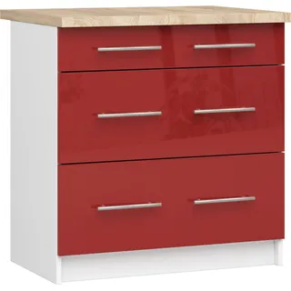 Akord Küchenschrank Oliwia In Weiß/Rot Hochglanz 80X46X85 Cm - Weiß, Rot
