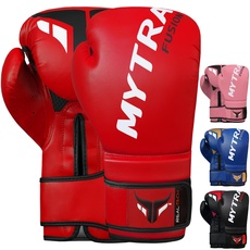Mytra Fusion Boxhandschuhe 10oz 12oz 14oz 16oz MMA Box Handschuhe für das Training Punching Sparring Muay Thai Boxhandschuhe männer and Damen Kickbox Handschuhe (Red, 10-oz)