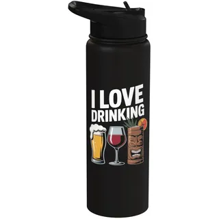 Ich liebe es, Bier, Wein, Cocktail, Spaß zu trinken Stainless Steel Insulated Water Bottle