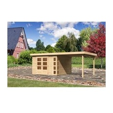 Karibu Holz-Gartenhaus Sölve Natur Flachdach Unbehandelt 298 cm x 302 cm