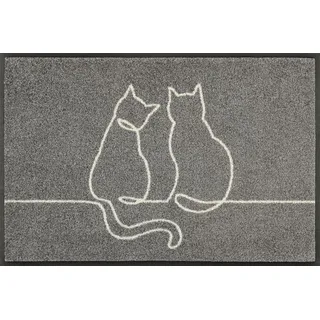 Wash+Dry Fußmatte, Lovetails 50x75cm, innen und außen, waschbar, grau