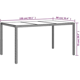 vidaXL Gartentisch 150 x 90 x 75 cm Weiß