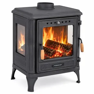 Hosseven Kaminofen Holzofen Wohnzimmer Holzkamin 8005Ck Panorama 3 Seiten Glas 7 kW Holz Ofen Kamin Heizofen Schwedenofen Mehrfachbelegung , Schwarz , Metall , 59.3x68.3x45.8 cm , Elektrogeräte, Heizgeräte, Elektrokamine