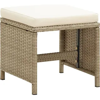 vidaXL Gartenhocker 4 Stk. mit Sitzkissen Poly Rattan Beige - Beige