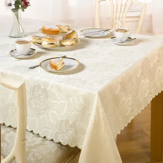 Emma Barclay Damast Rose – Jacquard-Tischdecke in Creme – 52 x 52 (132 x 132 cm)