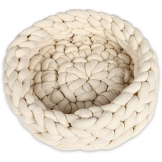 Homemania Tierbett Nest, Creme aus Acryl-Baumwolle, Seil, 50 x 50 x 15 cm, Creme