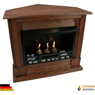 Gelkamin Ethanolkamin Kaminofen Eckkamin Rafael inkl. Zubehör Set - Nussbaum - Braun