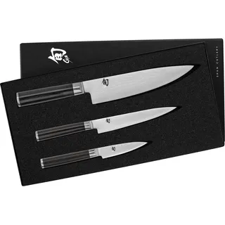 KAI Shun Classic japanisches Kochmesser 3er Set - Kochmesser 20 cm Klingenlänge + Allzweckmesser 15 cm Klingenlänge + Officemesser 9 cm Klingenlänge - Damastmesser 32 Lagen VG MAX Kern - Pakkaholz