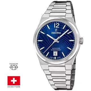 Damenuhr FESTINA Swiss Made Rivé Stahl Glas Saphir