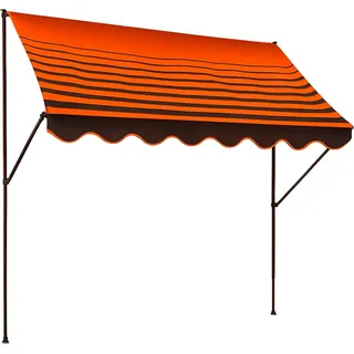 ANGERER Klemmmarkise Exklusiv orange-braun, 350 cm | Markise für Sonnenschutz, Montage ohne Bohren, ideale Balkonmarkise für Mietwohnungen, Made in Germany, waschbarer Stoff