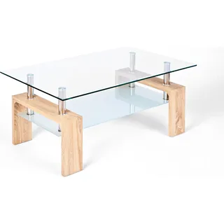Inter Link Couchtisch Loana Glas Sonoma Eiche Nachbildung - Braun