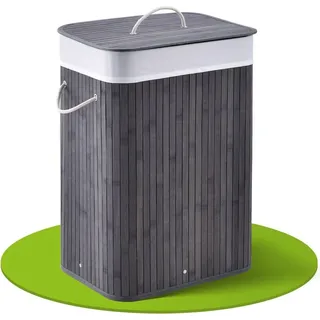 Juskys Bambus Wäschekorb Curly 72 Liter Grau