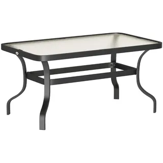 Outsunny Beistelltisch Hartglas , Schwarz , Metall , 55x46x95 cm , Gartenmöbel, Gartentische, Garten-Beistelltische