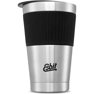 Esbit Thermobecher Sculptor - Edelstahl Autobecher mit Manschette - 550 ml - für heiße und kalte Getränke - in Silber