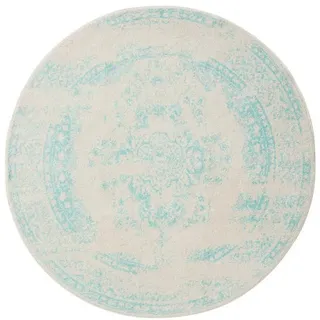 benuta Vintage-Teppich Sia ø 160 cm rund , Creme, Türkis , Kunststoff , Vintage , Rund , 160x160 cm , Oeko-Tex® Standard 100 , für Fußbodenheizung geeignet, in verschiedenen Größen erhältlich, pflegeleicht , Teppiche und Böden, Teppiche, Vintageteppiche