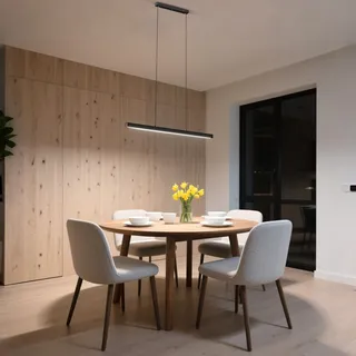 YUENFONG LED Pendelleuchte Moderne Hängelampe Esstisch Linear Design Hängeleuchte mit Fernbedienung, Kücheninsel Leuchten Pendellampe Kronleuchter Esszimmerlampe Hängend (36W, Dimmbar) - Weiß