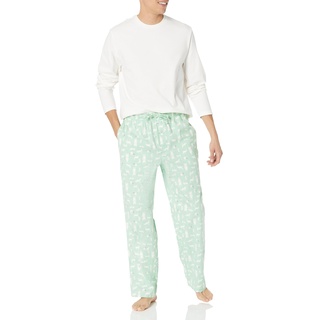 Amazon Essentials Herren Pyjama-Nachtwäsche-Set Aus Weichem Flanell (Erhältlich In Übergröße), Minzgrün Waldtiere, S