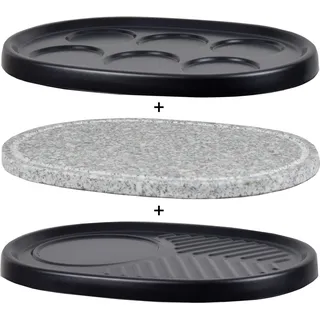 Syntrox Germany 3er Platten-Set für Raclette Jura – Steinplatte, Grillplatte & Pancake Platte – Zubehör für Raclette-Grill