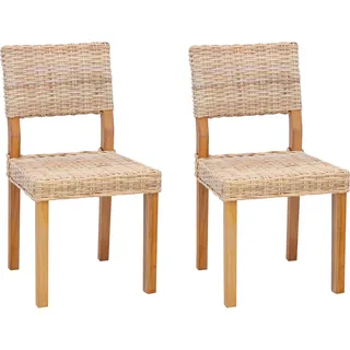 vidaXL Esszimmerstuhl 2 pcs Kubu Rattan Natur 46 x 55 x 84 cm - Braun